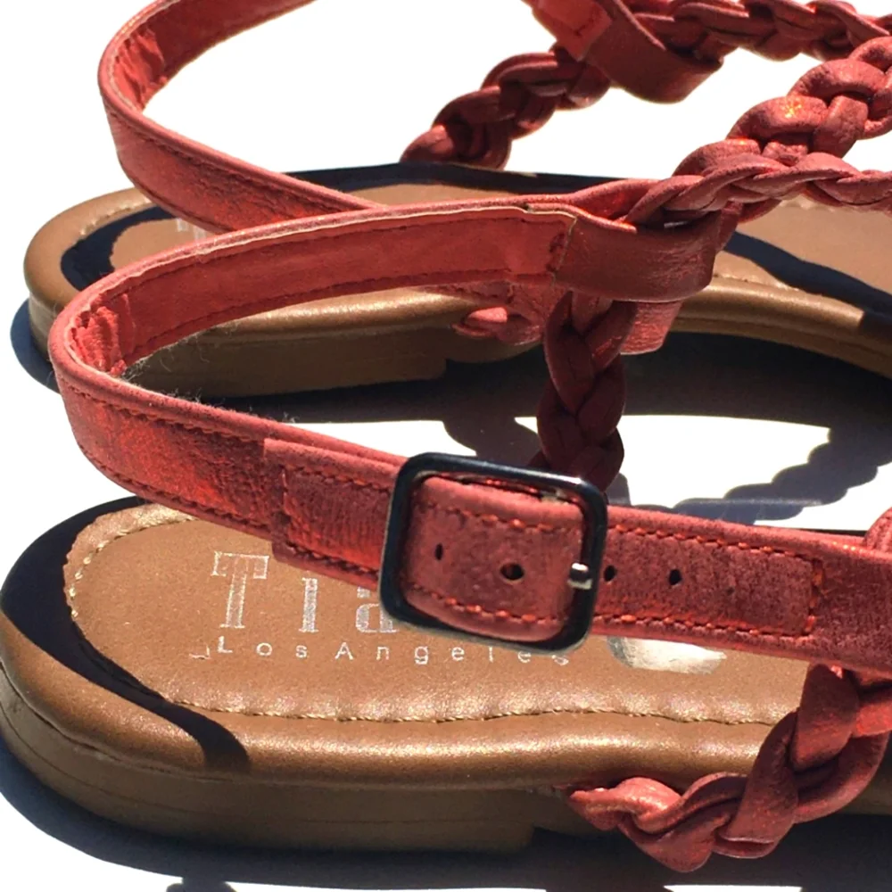 Braided Rope Goddess Rustic Sparkle Sandals Coral Tiara Los Angeles Size 9 Women